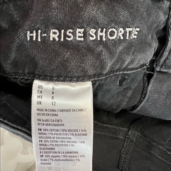 American Eagle Distressed Black Denim Shorts - Picture 3 of 5